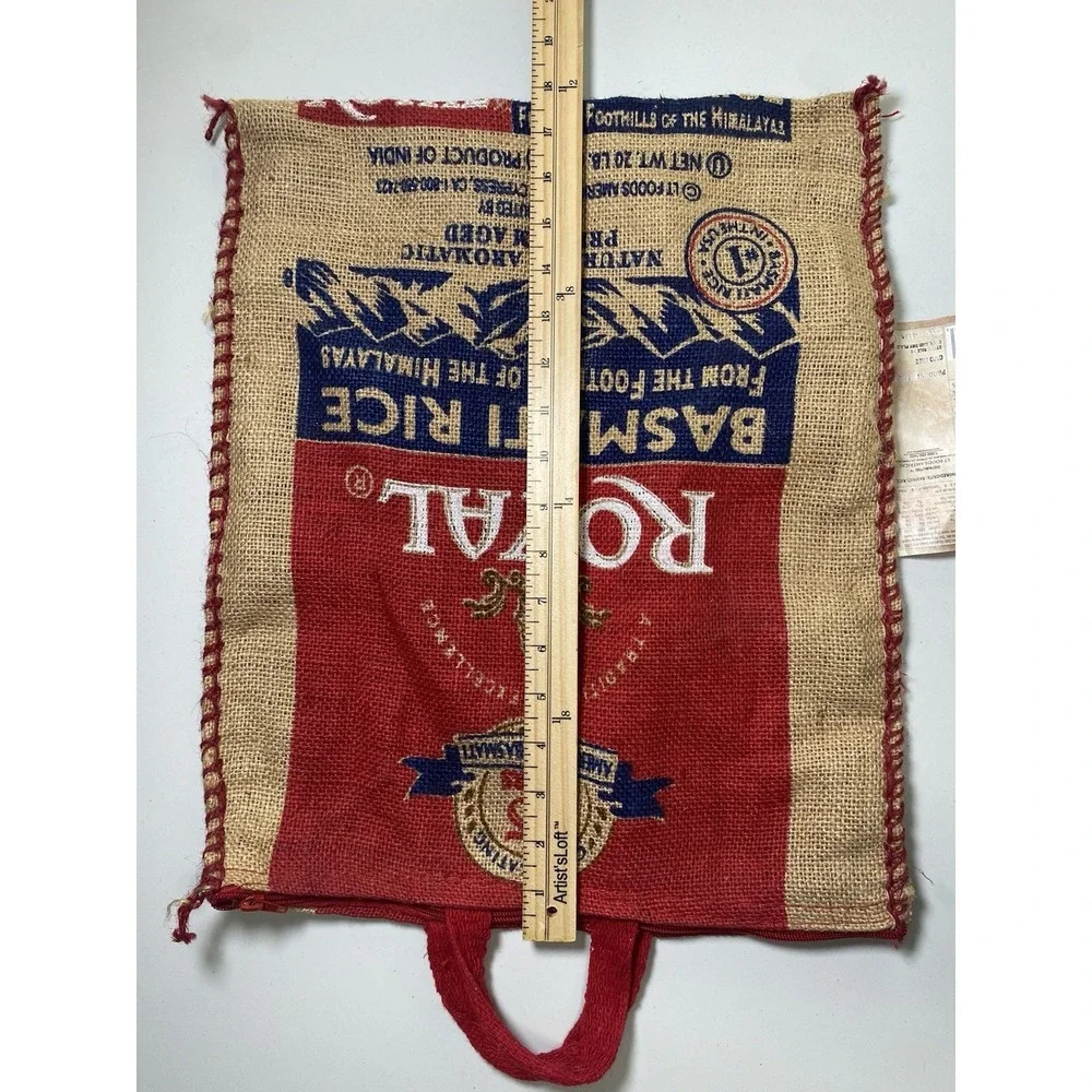 Royal Basmati Rice Tote Burlap Bag Purse Sack w/ Zipper Farmer's Market Festival